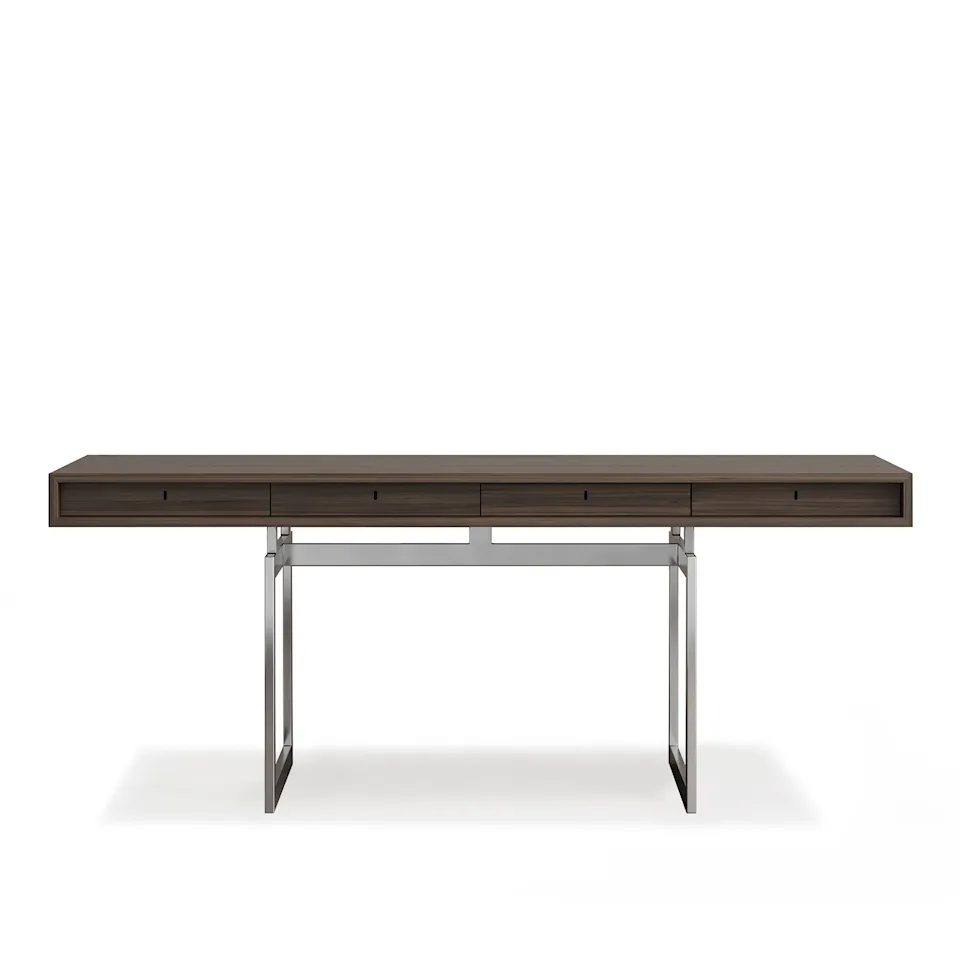 Office Desk, Walnut Top, Stainless Steel Frame