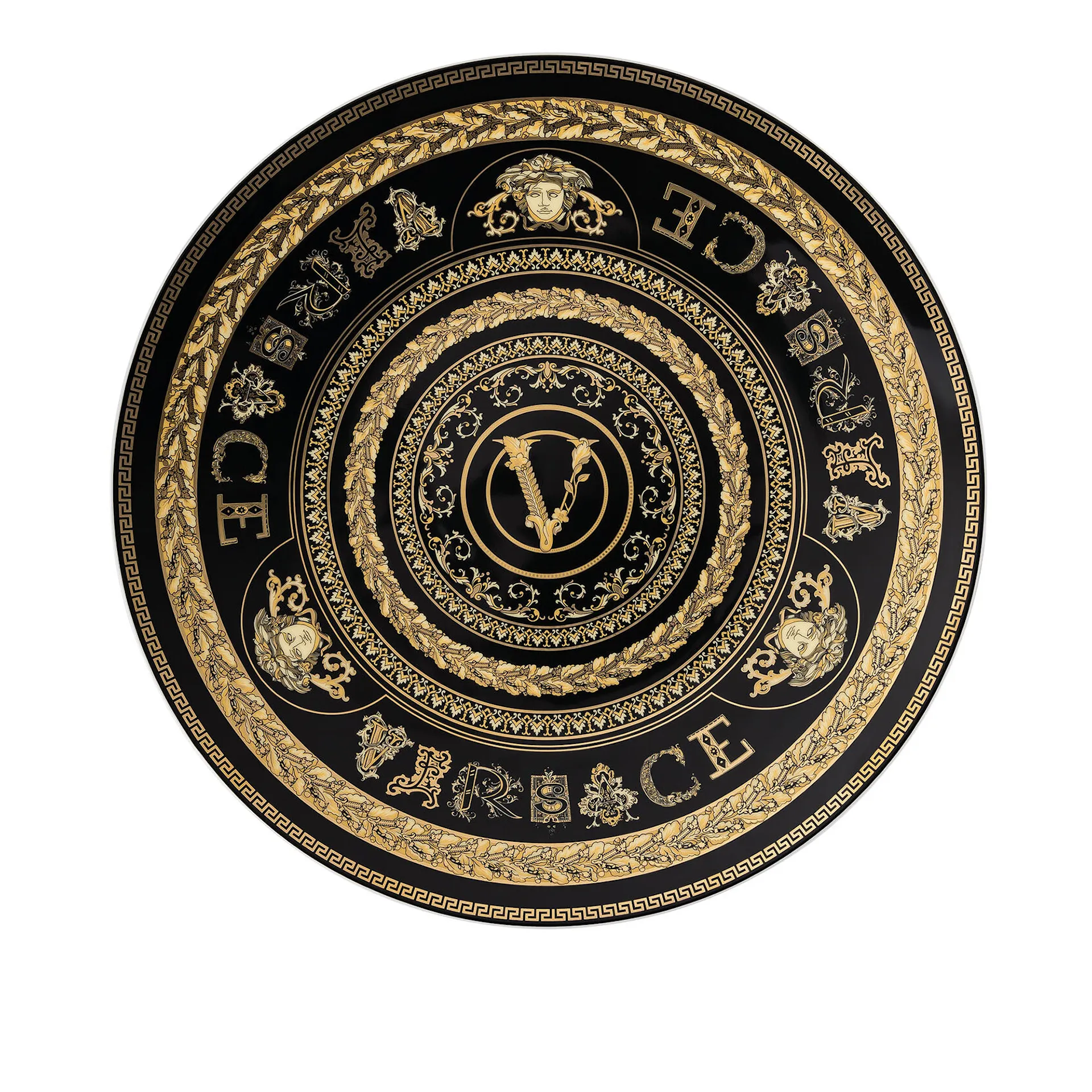 Virtus Gala Black, 33 cm Charger Plate - Versace - NO GA