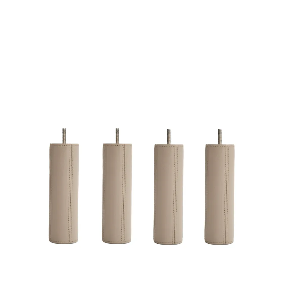 DUX SC bed legs round leather oatmeal 4-pack