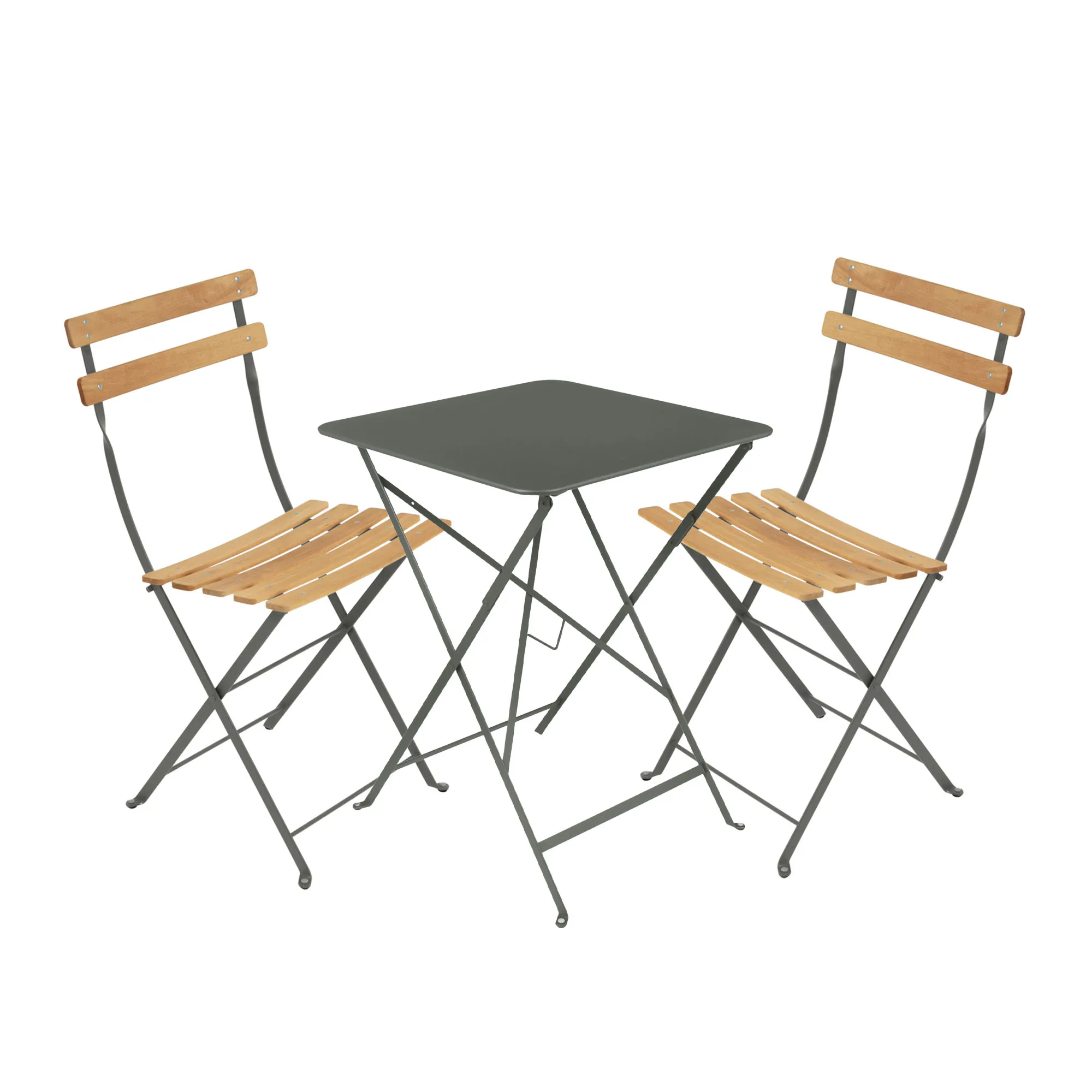 Bistro ruokaryhmä pöytä 57cm & 2 puu tuolit - 1