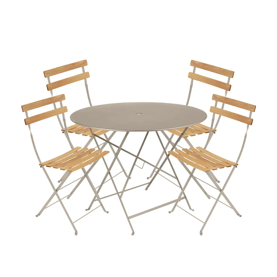 Bistro dining set Ø96cm & 4 wood chairs
