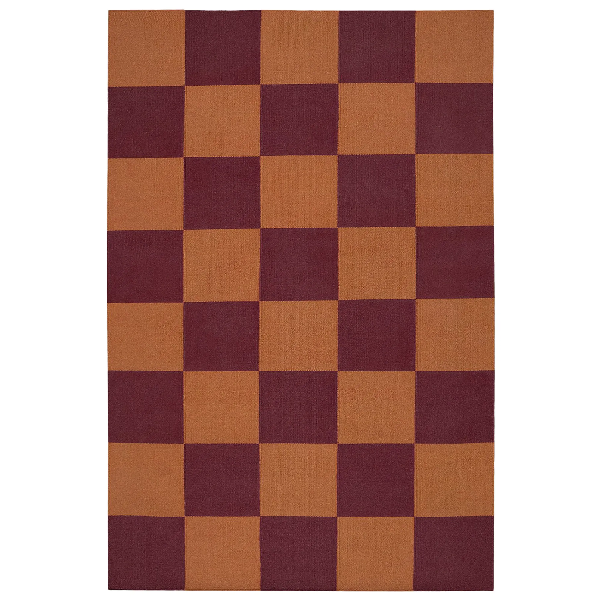 Square Red/Orange wool rug - 1