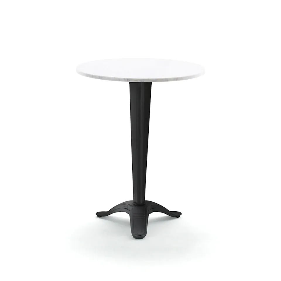 Table Calais - Big Foot Ø 50 White Carrara Marble/Black Lacquered Aluminium