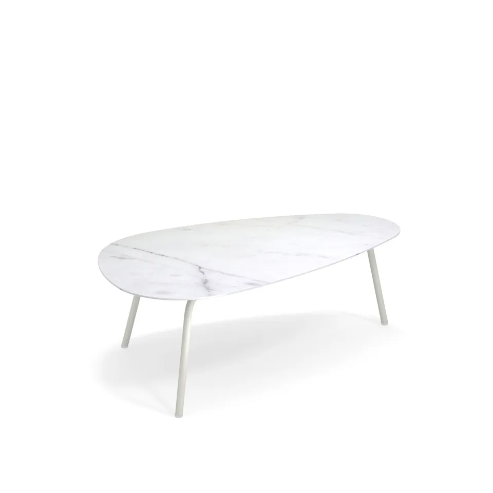 Terramare Large Coffee Table, Frame: Matt White, Top: Porcelain Stoneware, Statuario White