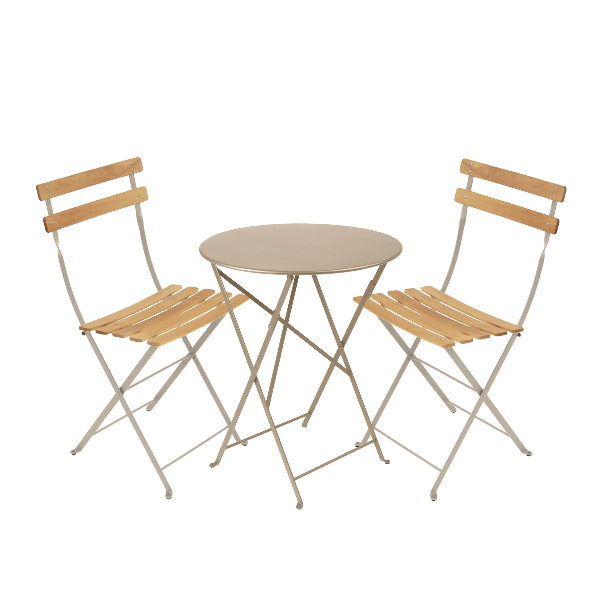 Bistro dining set Ø60cm & 2 wood chairs - 1