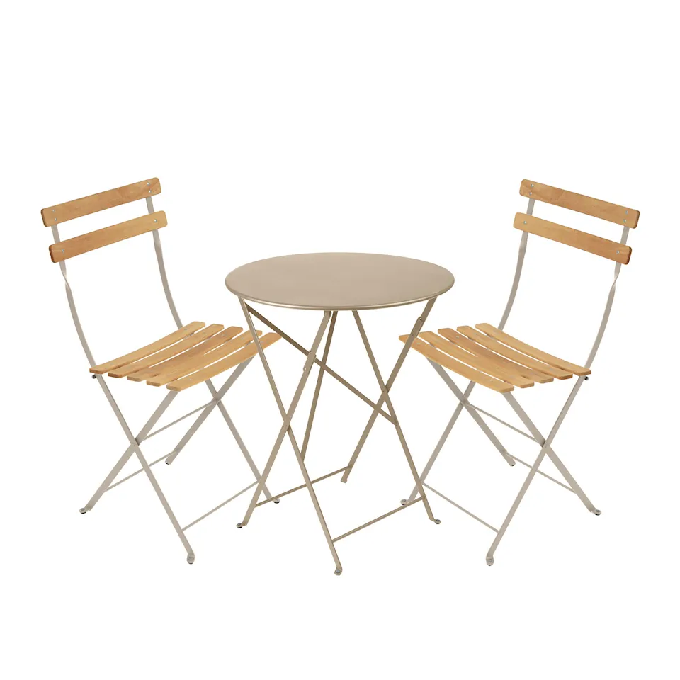 Bistro dining set Ø60cm & 2 wood chairs