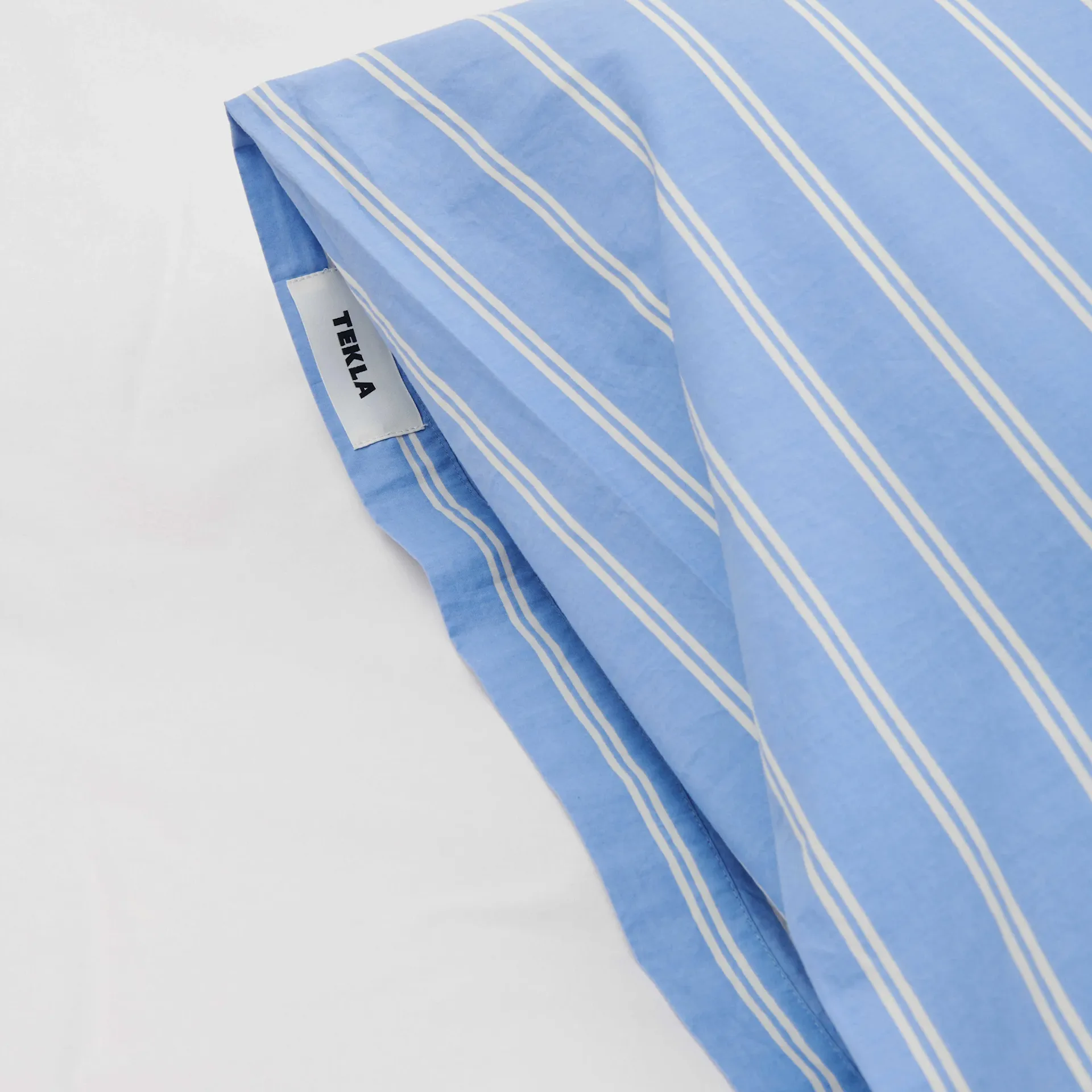 Percale Pillow Case Island Blue Stripes - TEKLA - NO GA