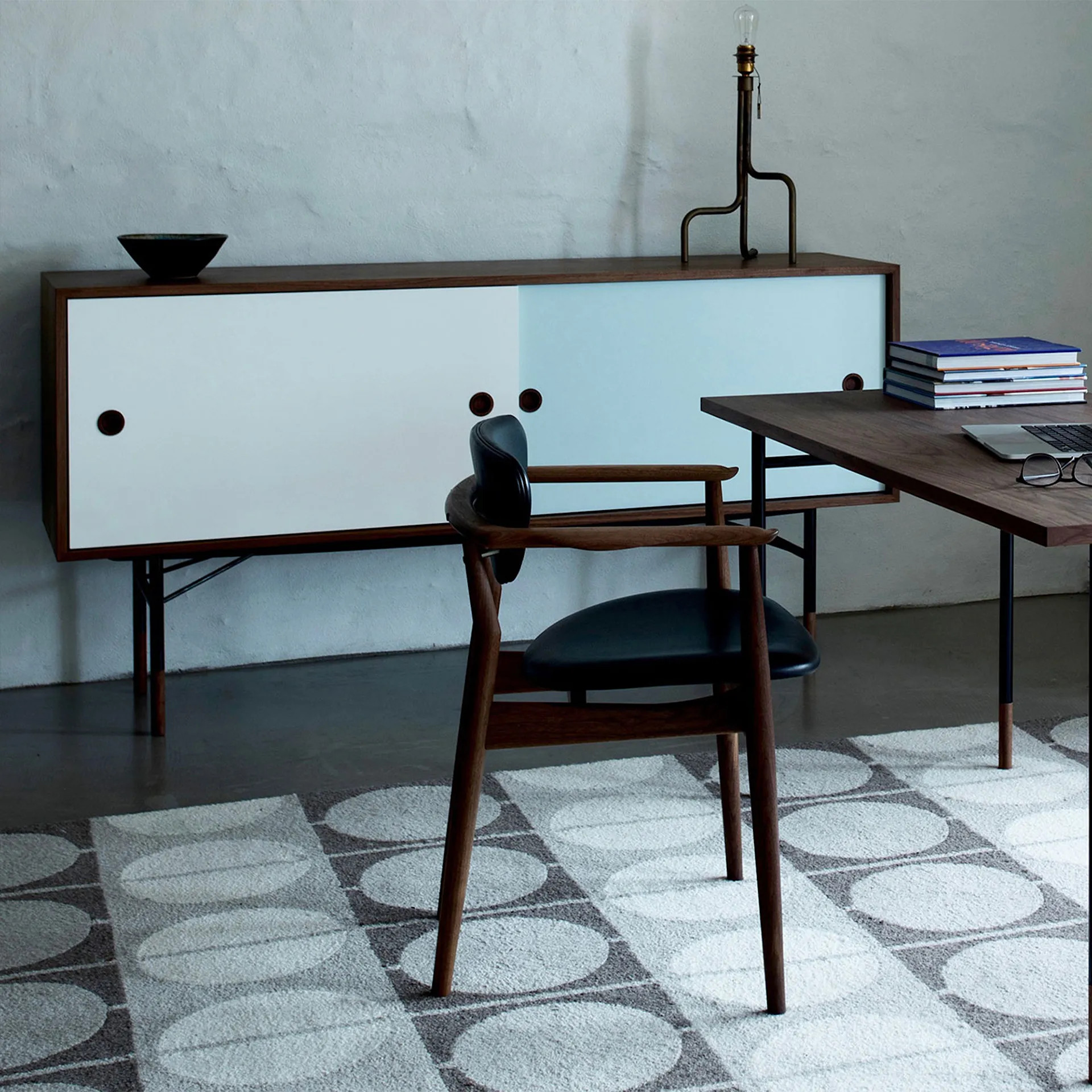 Sideboard Without Tray Unit, Oak Veneer, Black Steel - House of Finn Juhl - Finn Juhl - NO GA