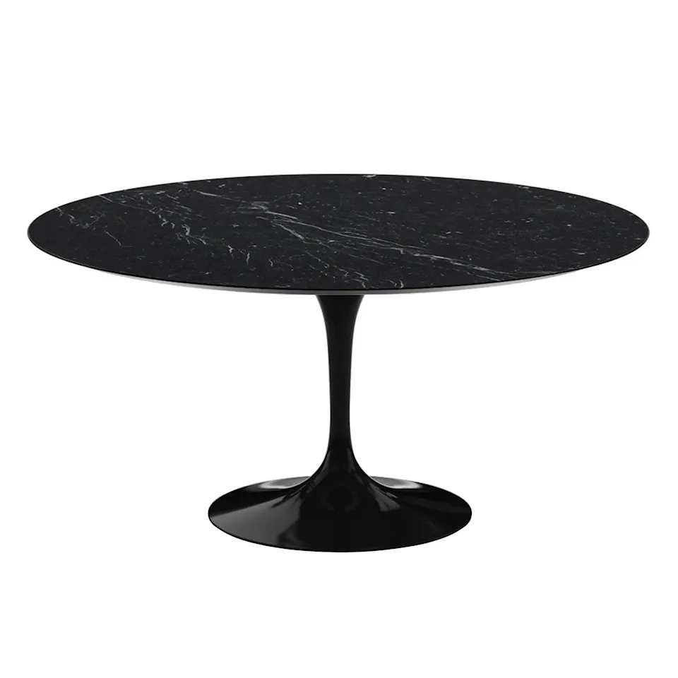 Saarinen Round Table - Dining table, Ø 152 cm, Black frame, top in matt black Marquina marble