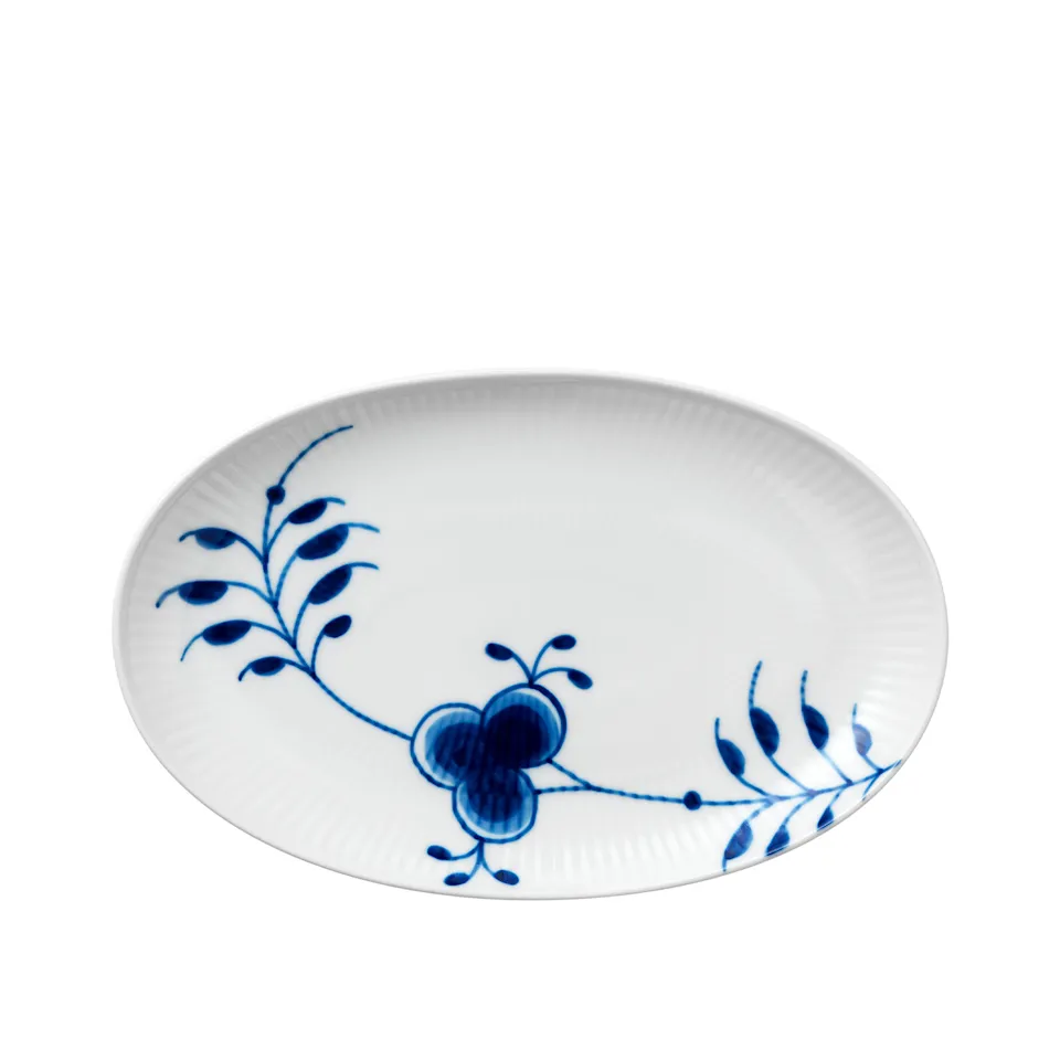 Blue Fluted Mega Oval Plate 23.5 cm