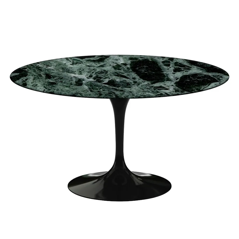 Saarinen Round Table - Dining table, Ø 137 cm, Black frame, top in matt green Alpi marble