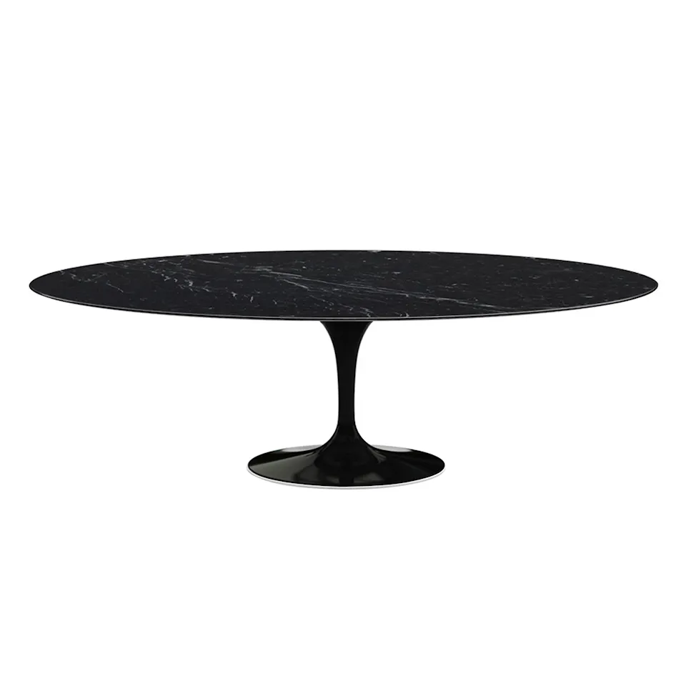 Saarinen Oval Table - Dining table, 244 x 137 cm, Black frame, glossy black Marquina marble top