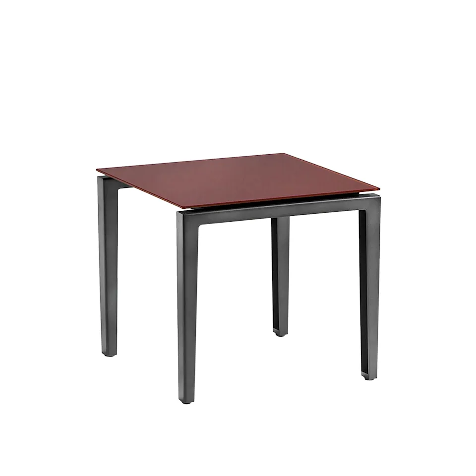 205 Scighera Low Table - Square, 50 x 50 cm - Höjd 44 cm, Skiva i Tegelröd glasskiva, Underrede i matt antracitgrå