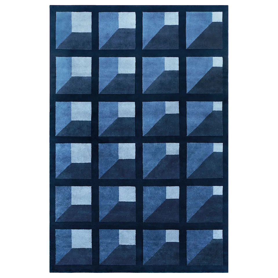 Garden Maze Blue Wool Rug