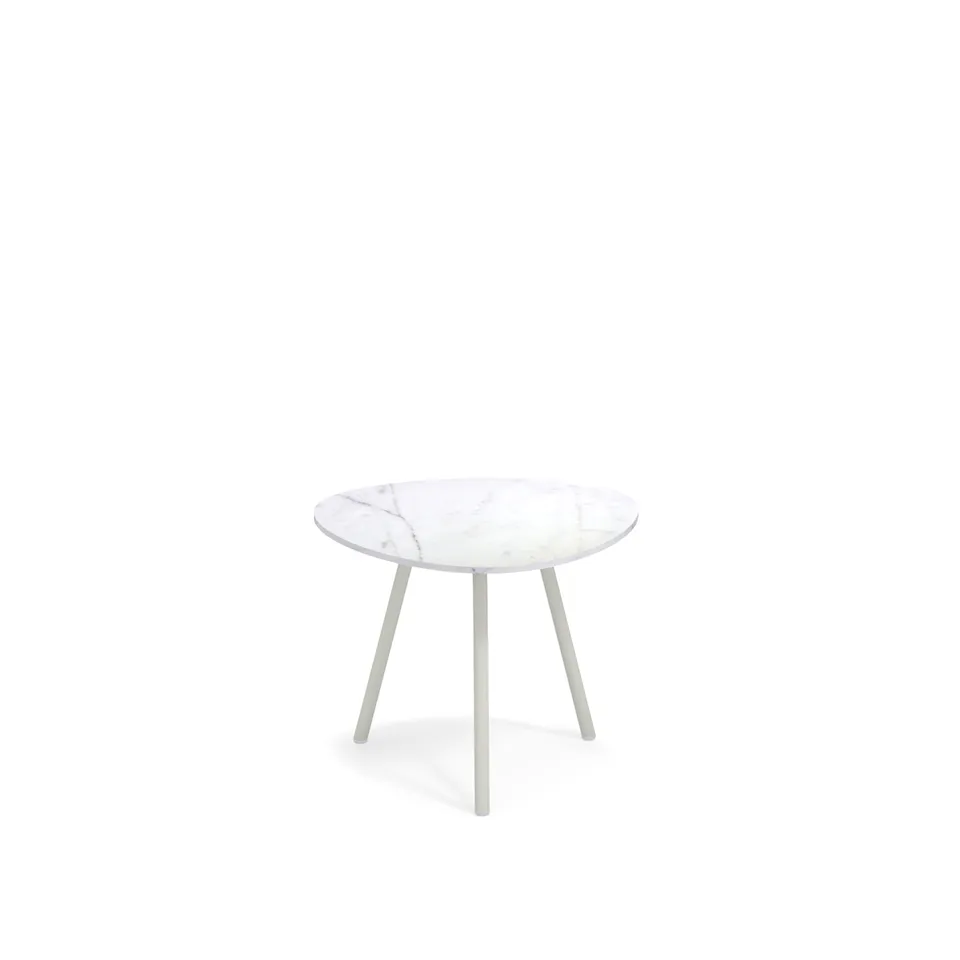 Terramare Small Coffee Table, Frame: Matt White, Top: Porcelain Stoneware, Statuario White