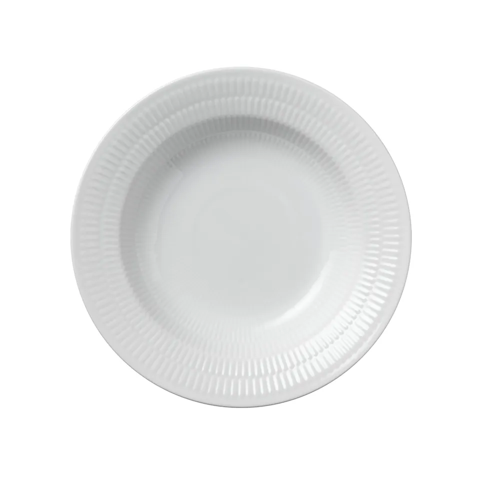 White Fluted Deep Plate 21 cm