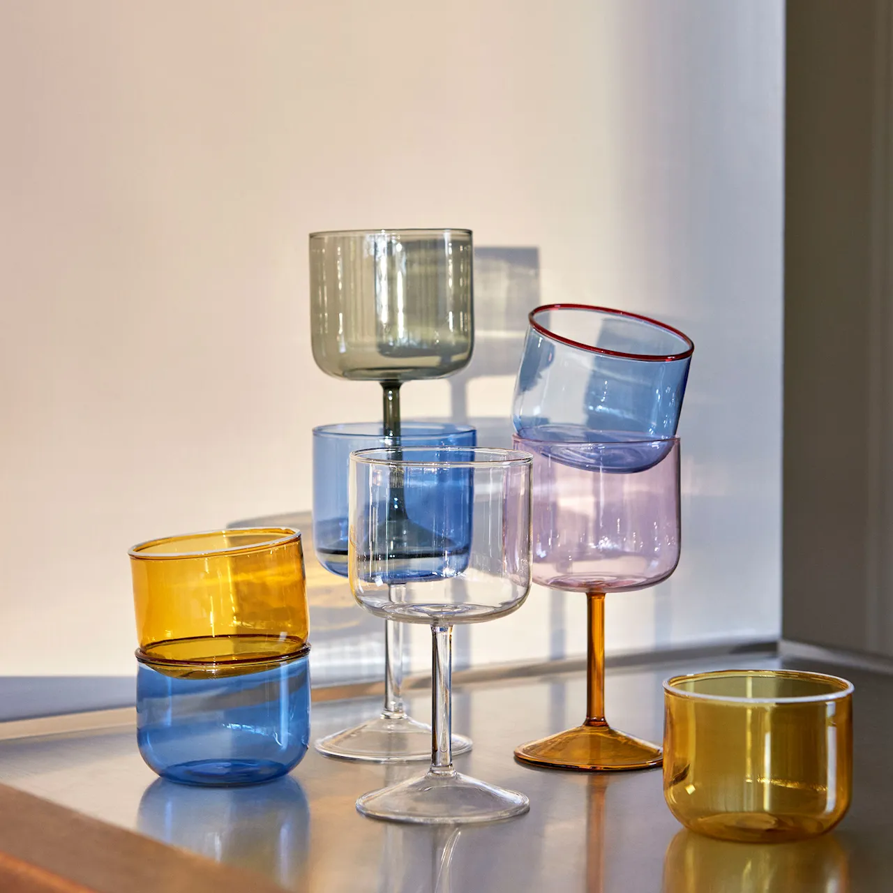 Tint Wine Glass Set of 2 - Blue and Clear