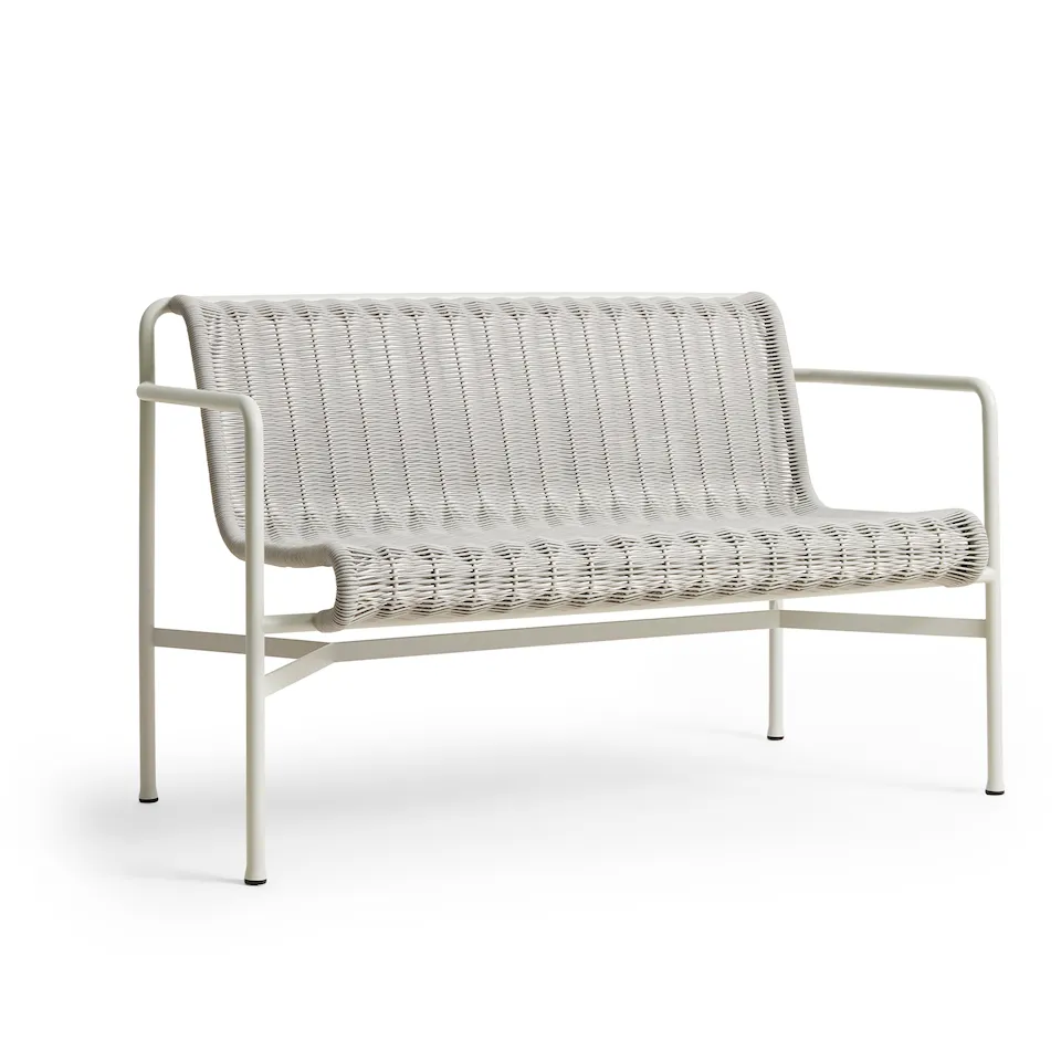 Palissade cord garden bench with armrests - Sky Grey