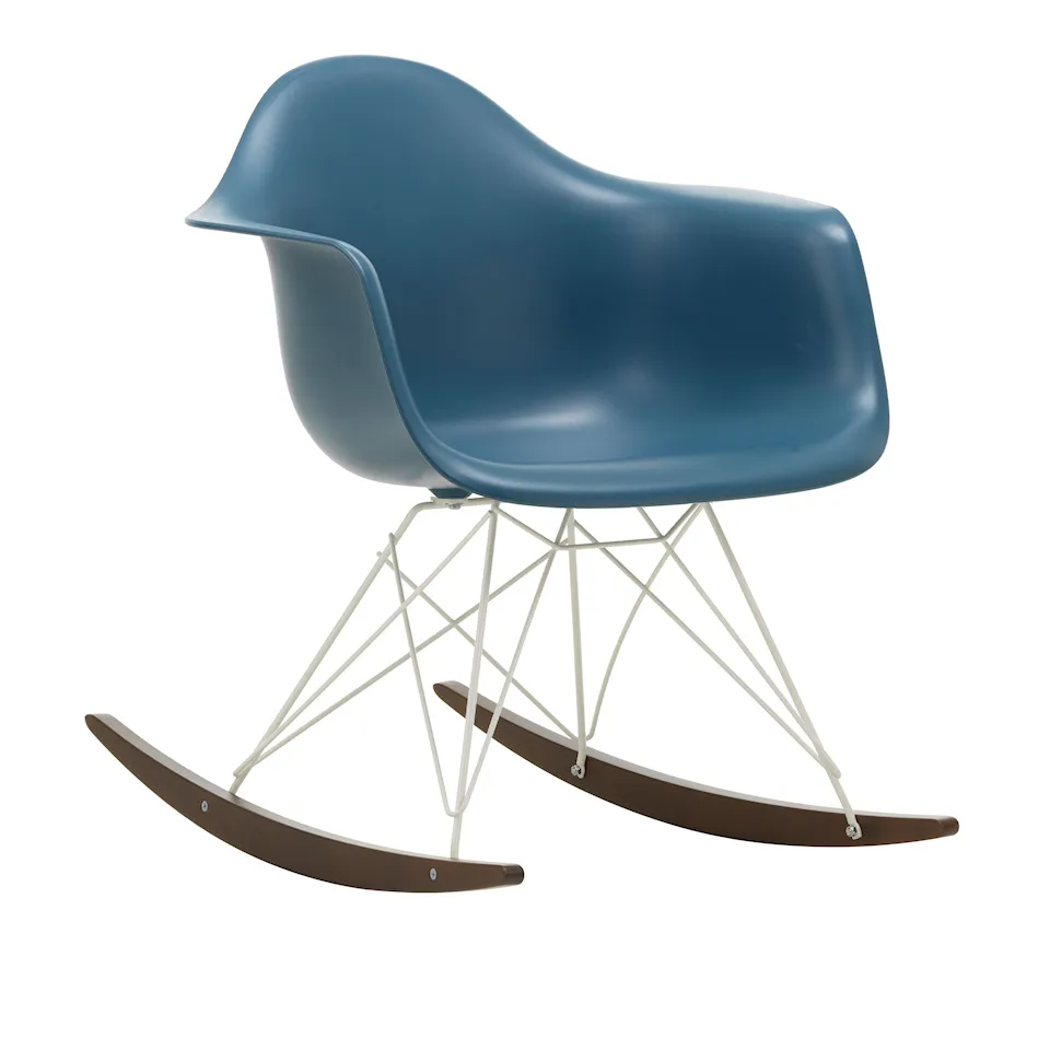 Eames RE Plastic Armchair RAR schommelstoel White/Dark Maple