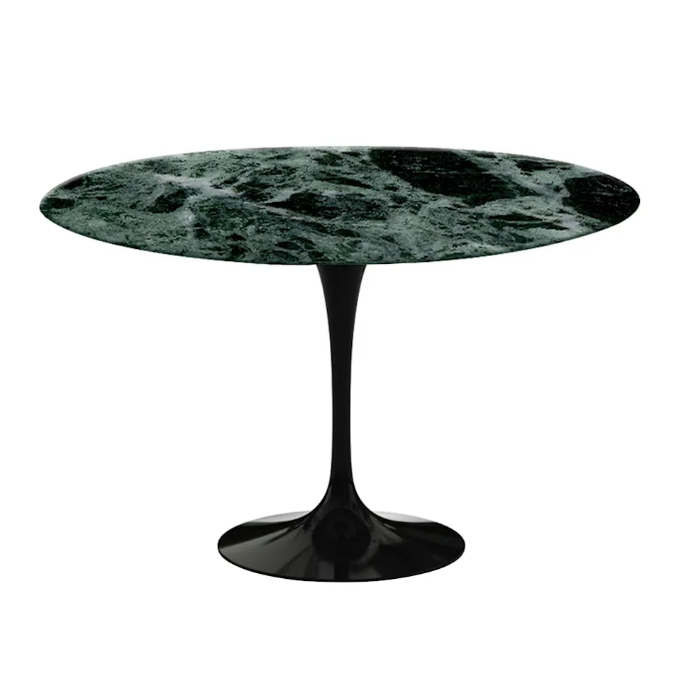 Saarinen Round Table - Dining table, Ø 120 cm, Black frame, glossy green Alpi marble top