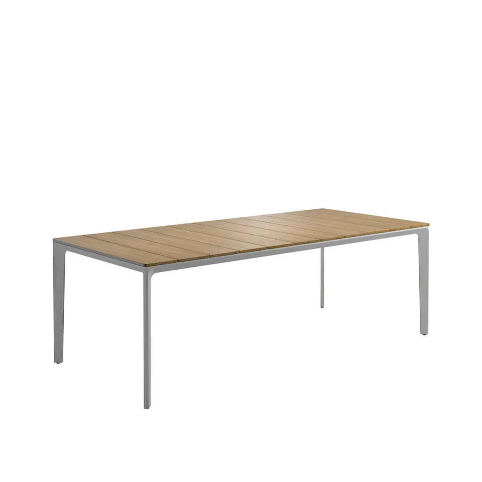 Carver 100 x 220 cm Square Dining Table Teak, White Frame