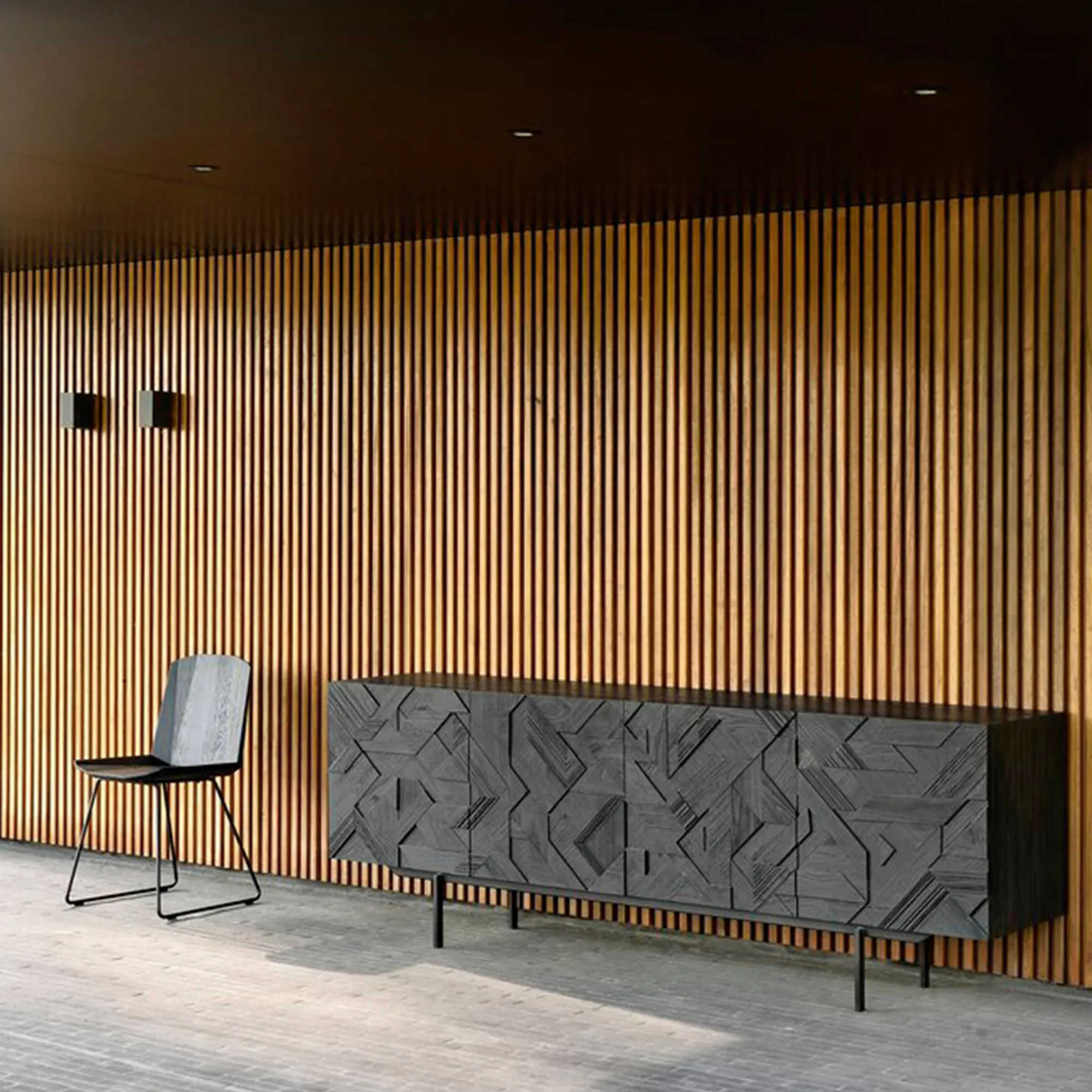 Teak Graphic Black Sideboard - 9