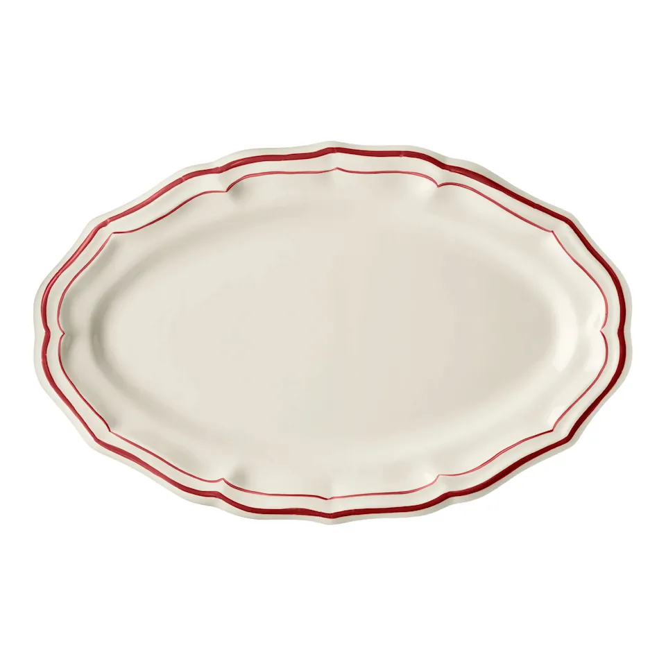 Filet oval serveringsfat röd