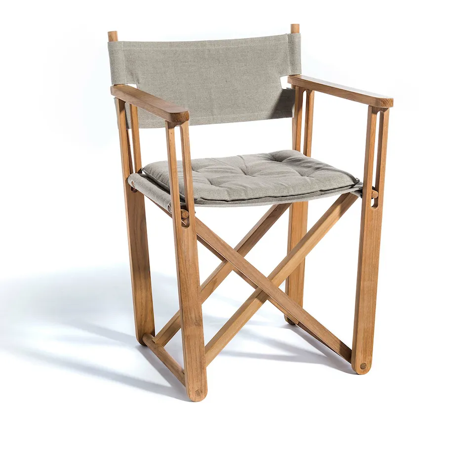 Kryss Dining Chair, Teak, Light Grey Ashe Fabric