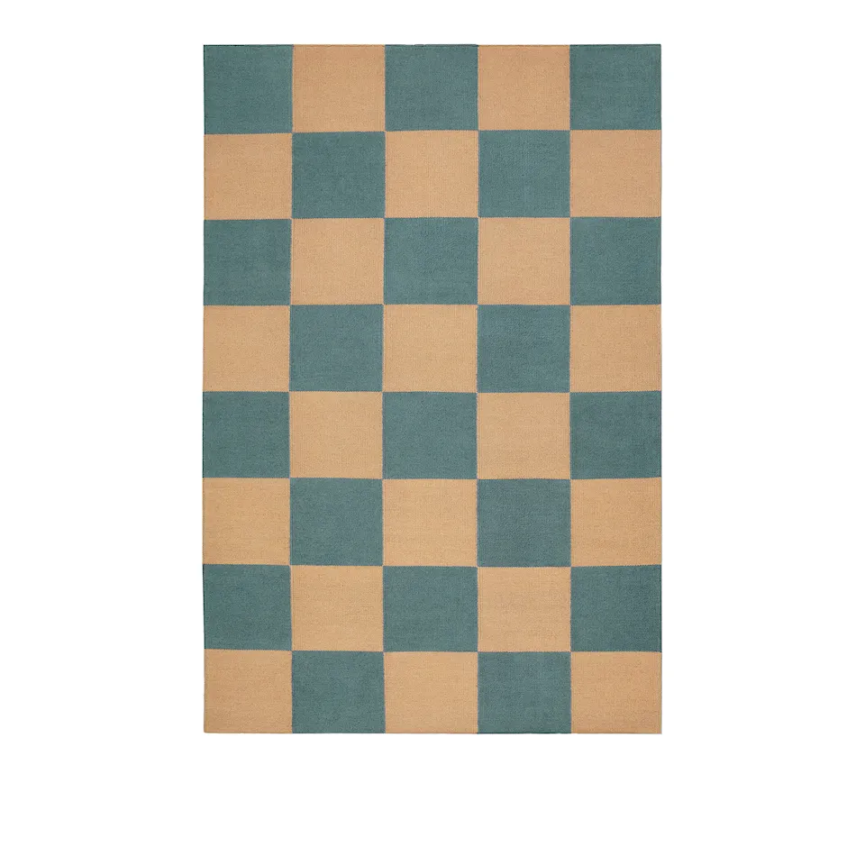 Square Blue/Coral uldtæppe