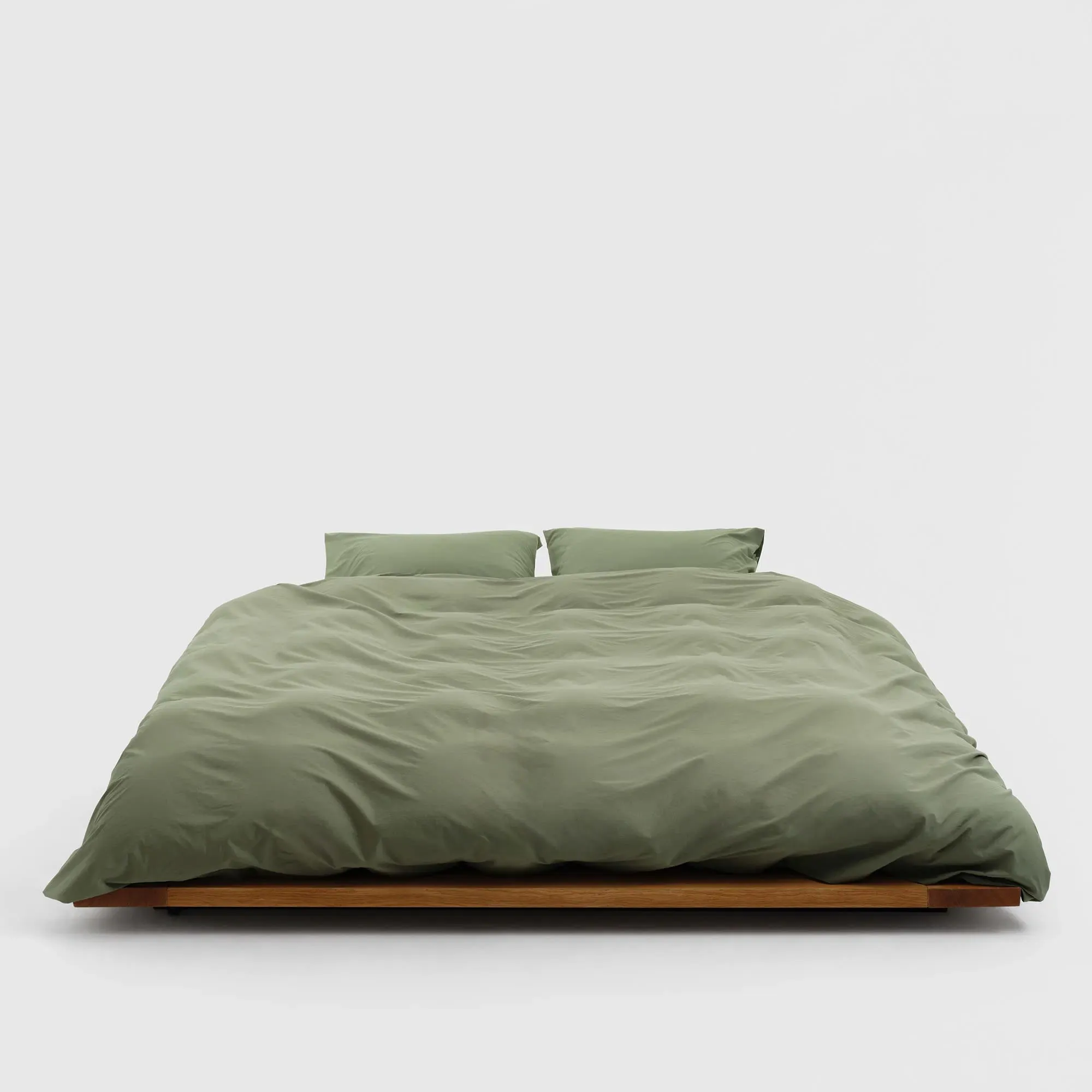 Percale Solid Olive Green Duvet Cover - 5