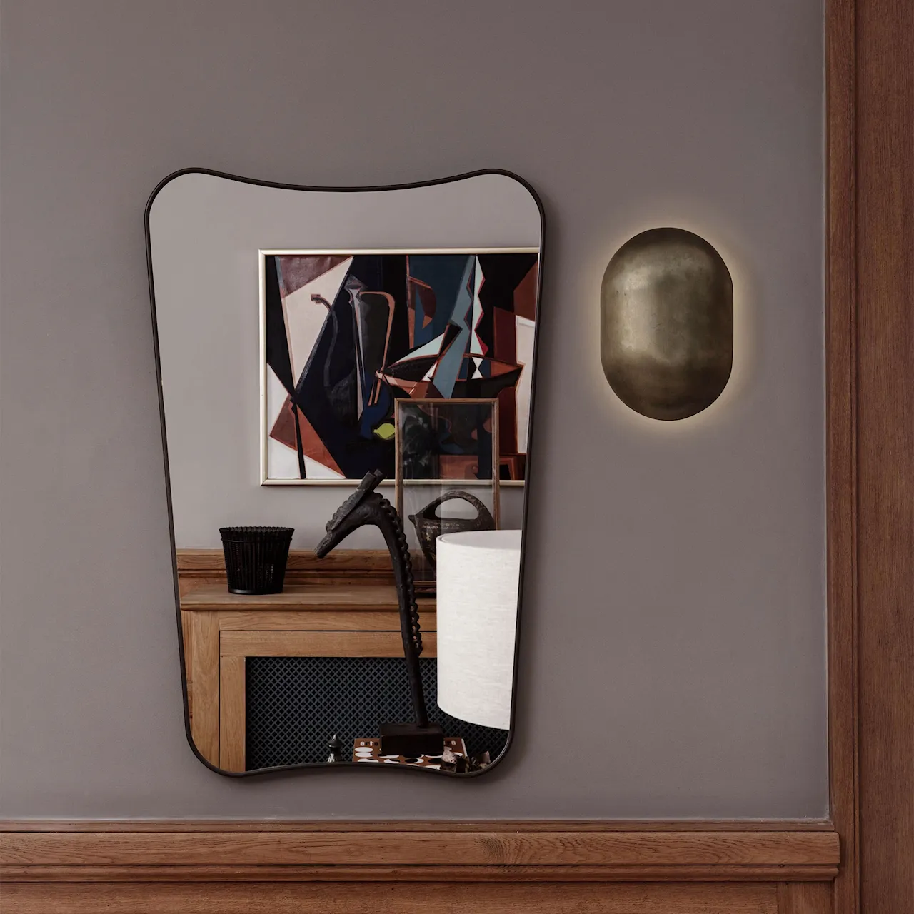 F.A. 33 Rectangular Wall Mirror Black Brass