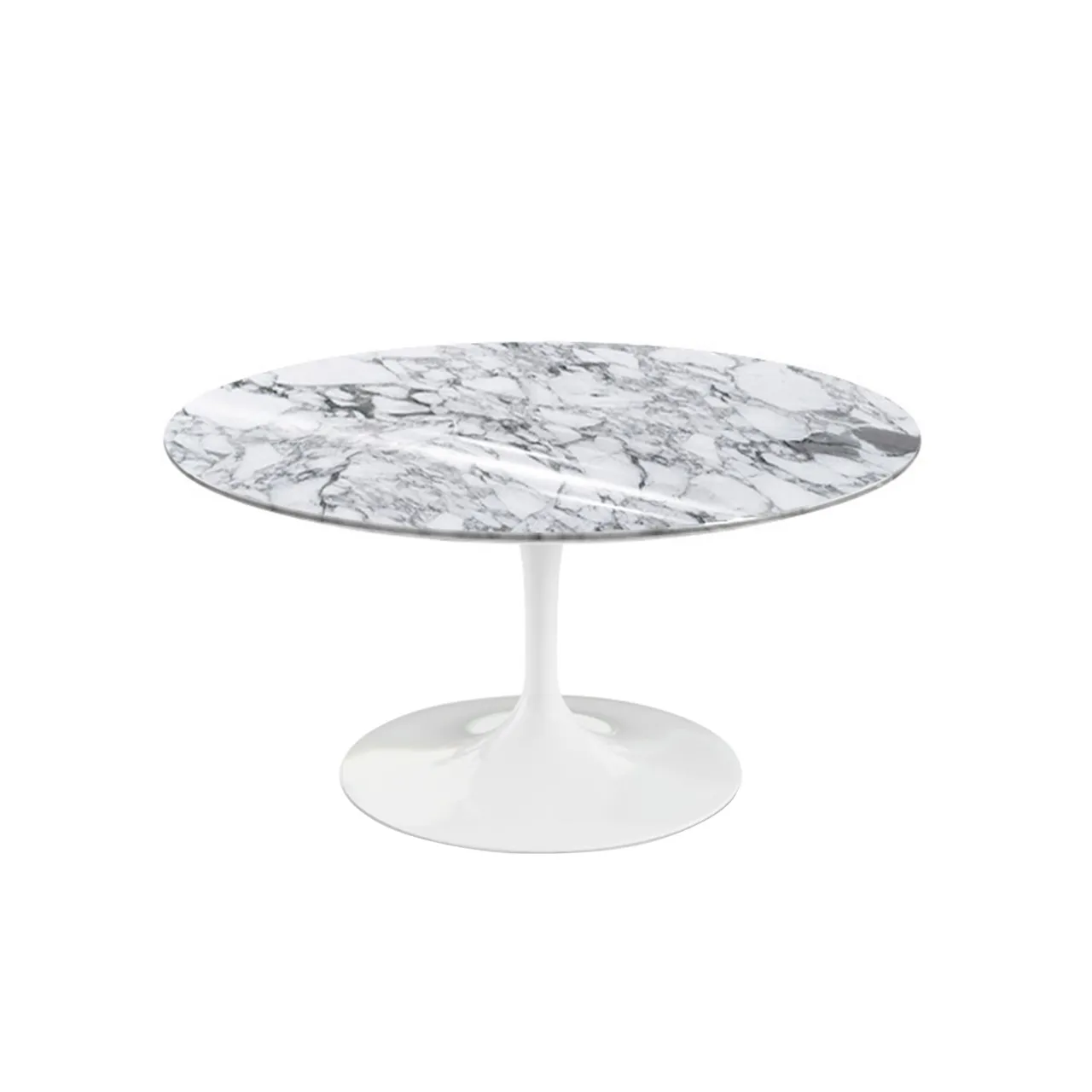 Saarinen Round Table - Coffee table, White frame, Black laminate top, H: 39, Ø 91