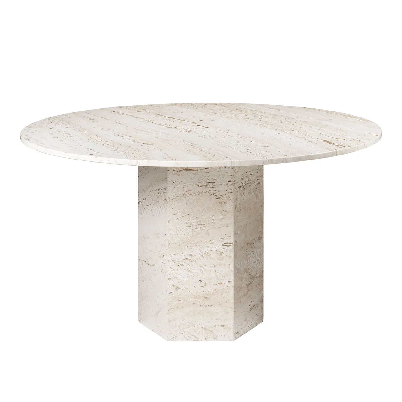 Epic Dining Table, Round Ø130, Red Travertine Stone