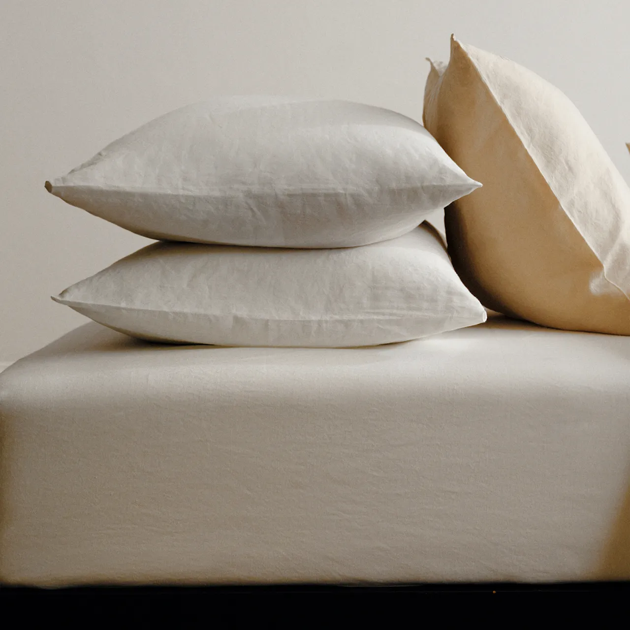 Linen Blend Fitted Sheet Crisp White