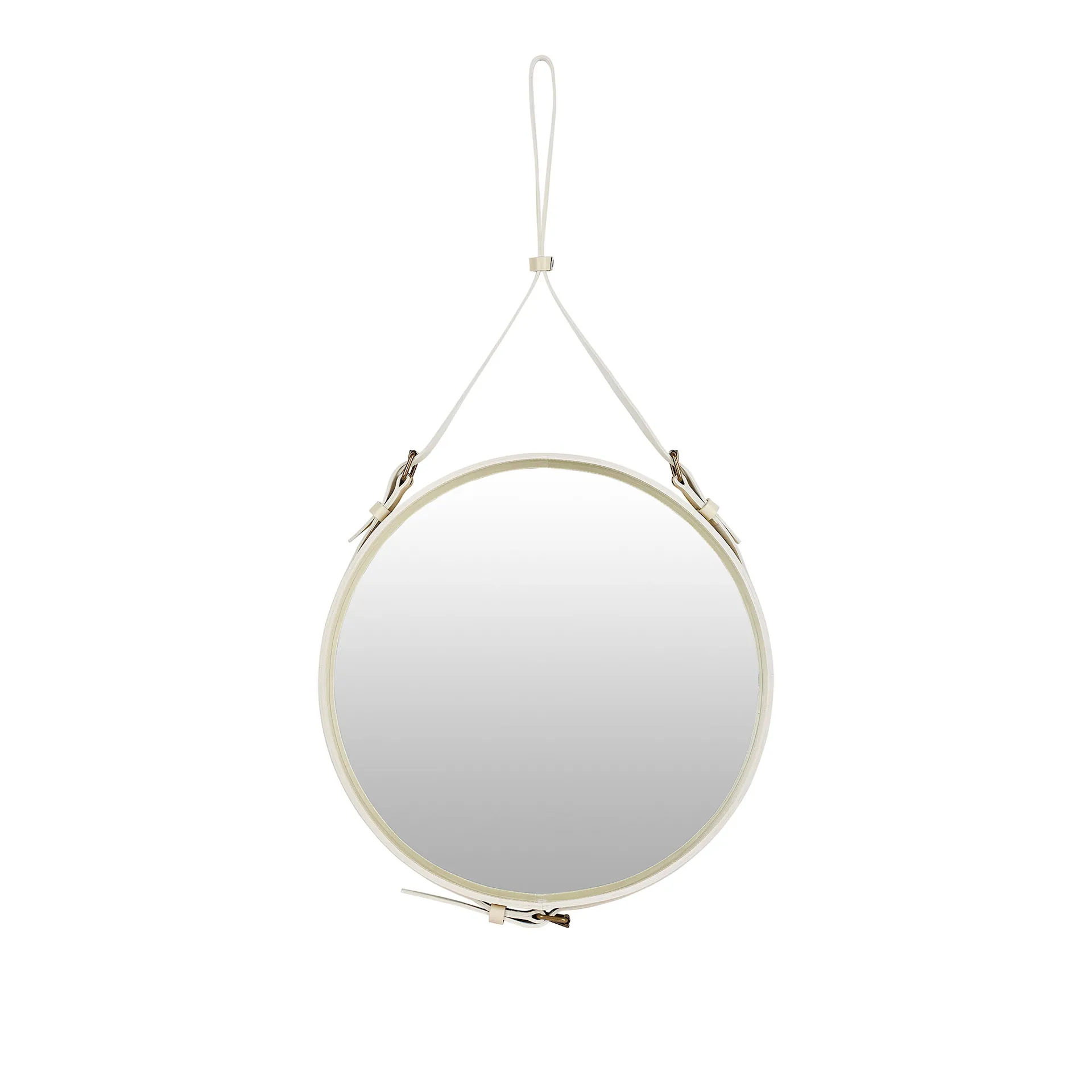 Adnet Wall Mirror, Circular, Ø58, Cream Leather - Gubi - NO GA