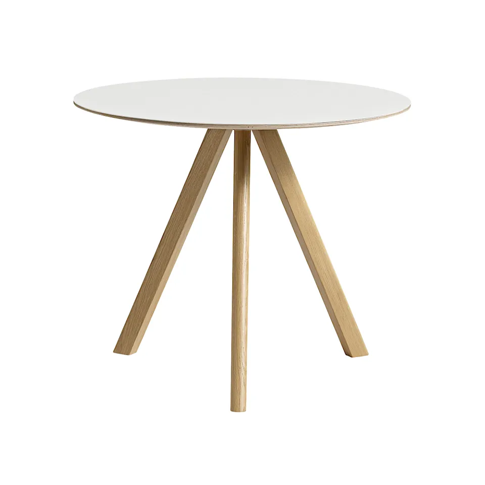 CPH20 2.0 Table Lacquered Oak Frame Ø90 X H74  White Laminate Tabletop Lacquered Edge