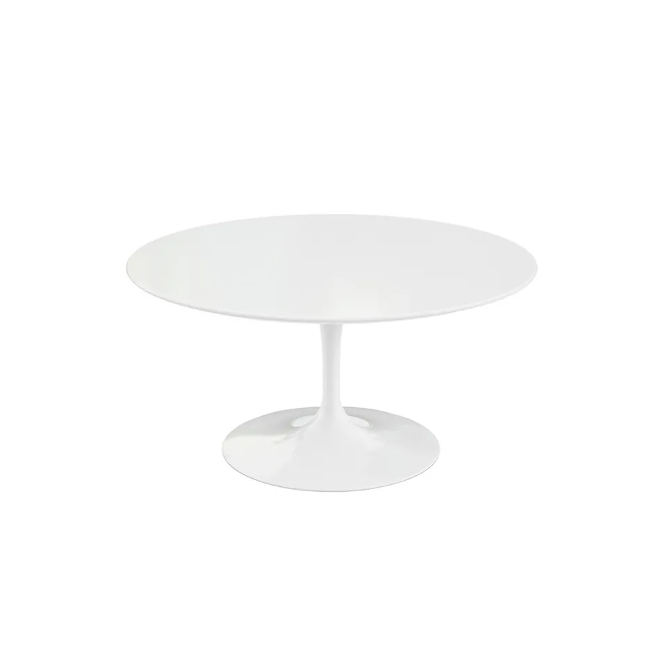 Saarinen Low Round Table For Outdoor, H: 38 cm, Ø 91 cm, Vitt underrede