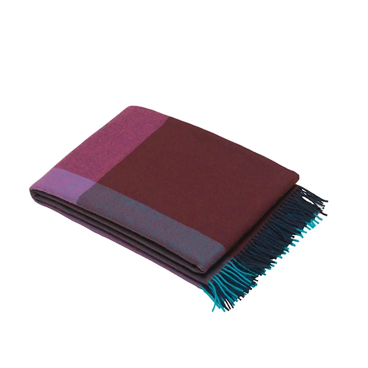 Colour Block Blanket - Blue Bordeaux, Material: 100% Ull, Färg: Blue bordeaux