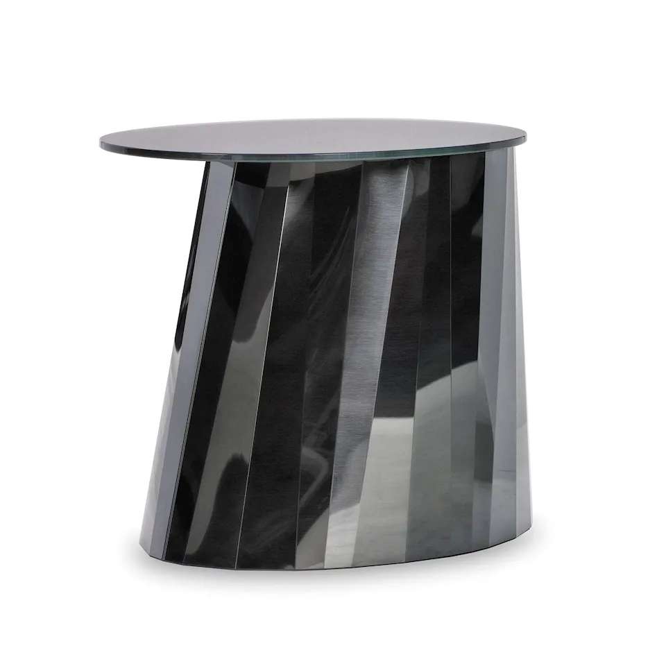 Pli Side Table Low, Glossy top, Onyx