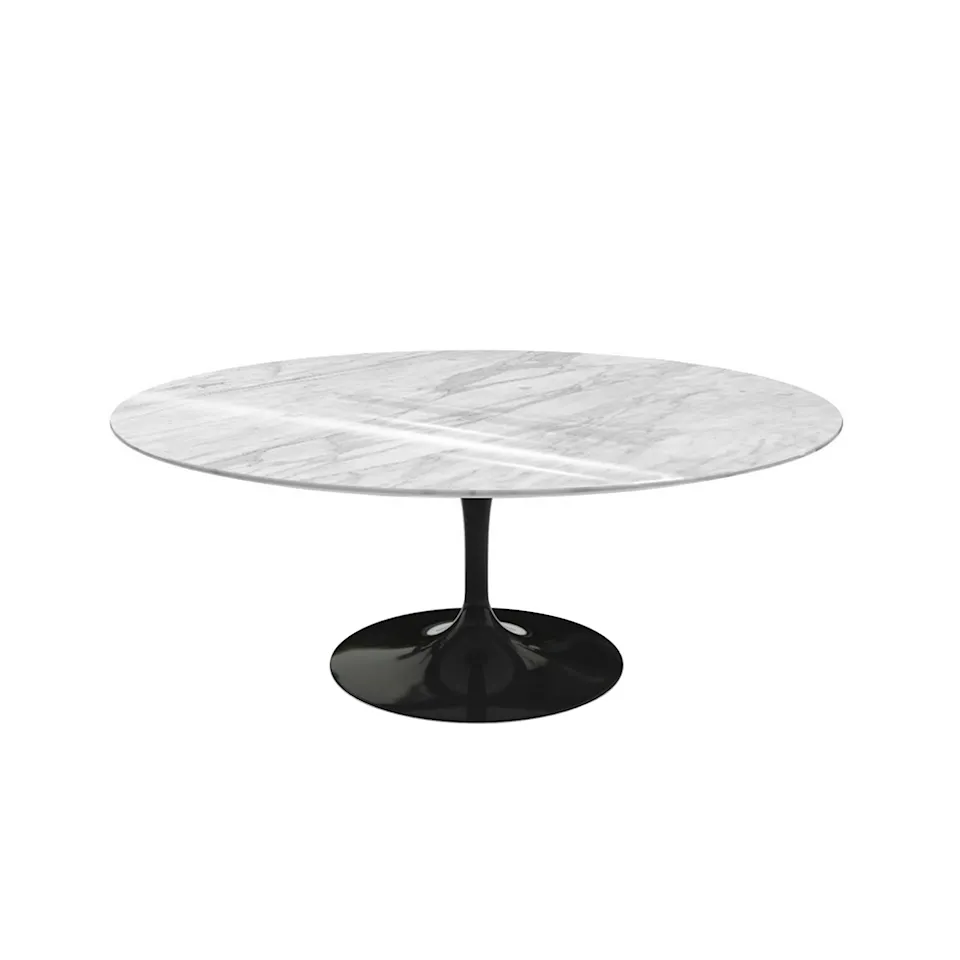 Saarinen Oval Table - Coffee table, Black frame, matt Statuarietto marble top