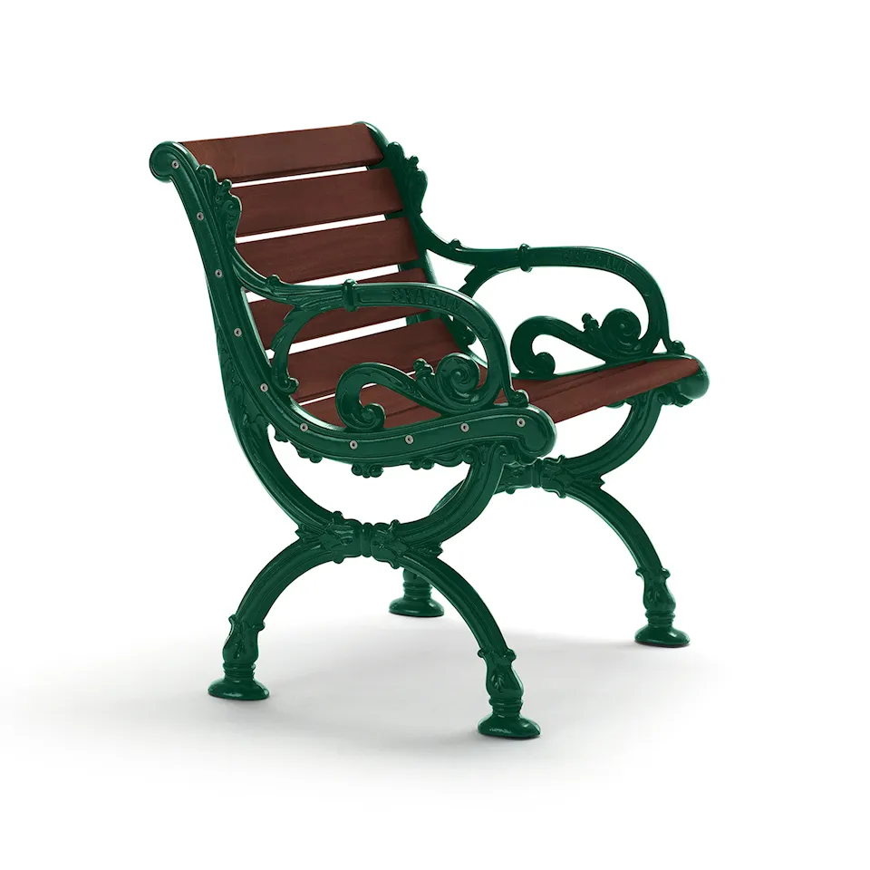 Armchair Byarum - Brown Lacquered Pine Wood/Green Lacquered Aluminium