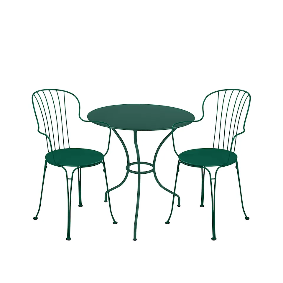 Opéra+ dining set pedestal table Ø67cm & 2 armchairs