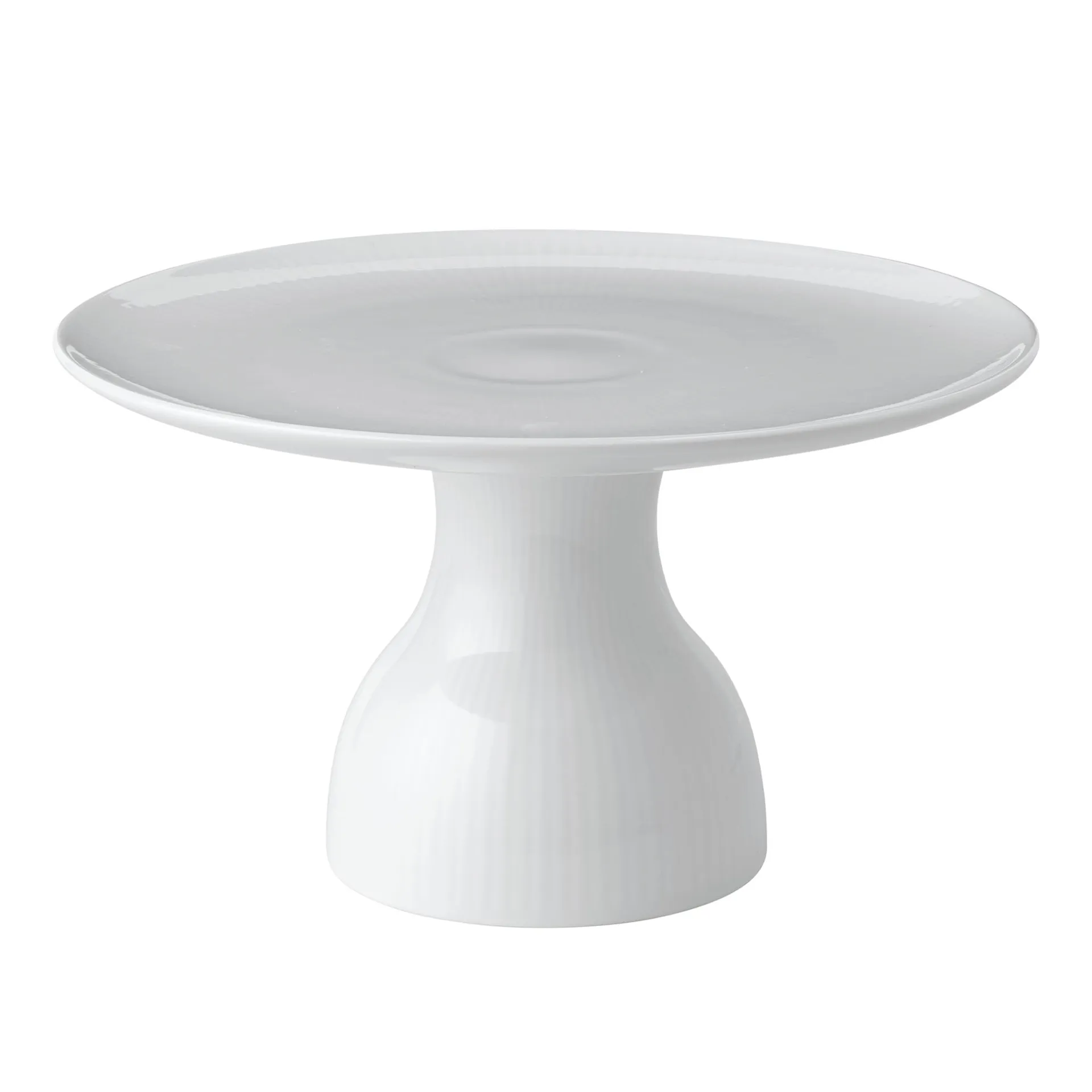 White Fluted Tallerken På Fod 20 cm - Royal Copenhagen - NO GA