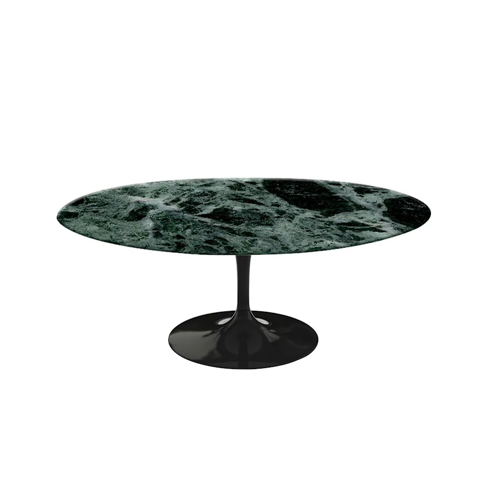 Saarinen Oval Table - Coffee table, Black frame, matt green Alpi marble top