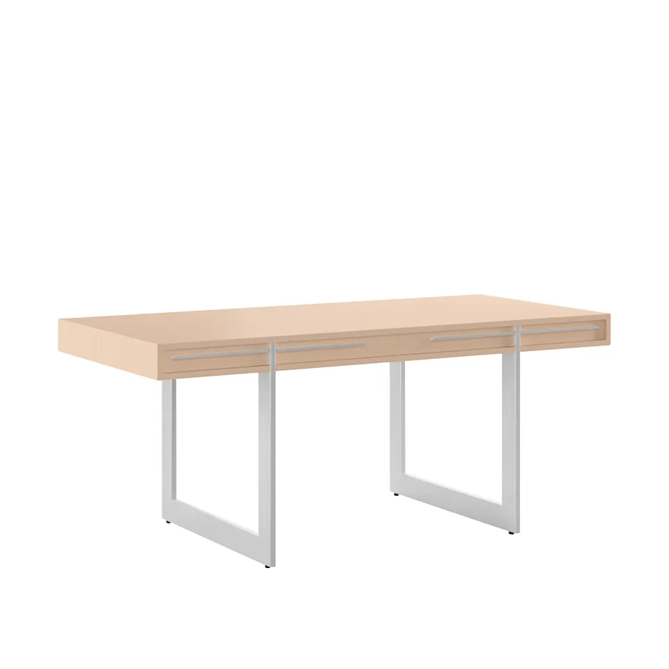 AK 1340 Desk, White oiled oak, Legs in Stainless Steel