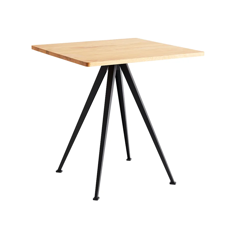 Pyramid Café Table 21 - Black Base - Oiled Oak - 70x70 cm