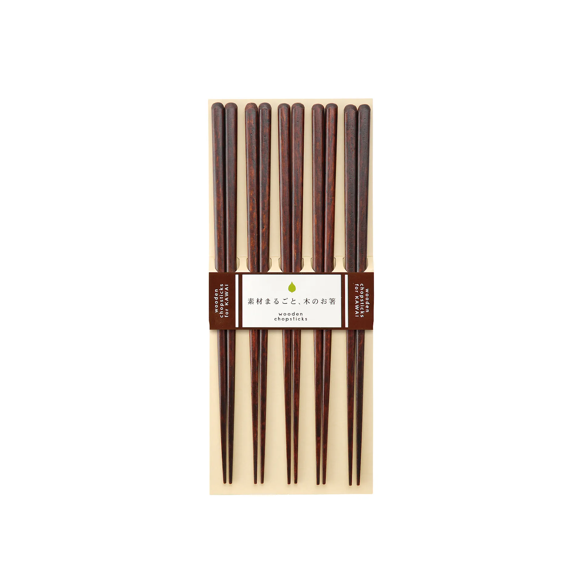 Kawai Plain Wood Chopsticks Brown - Set of 5 - Kawai - NO GA