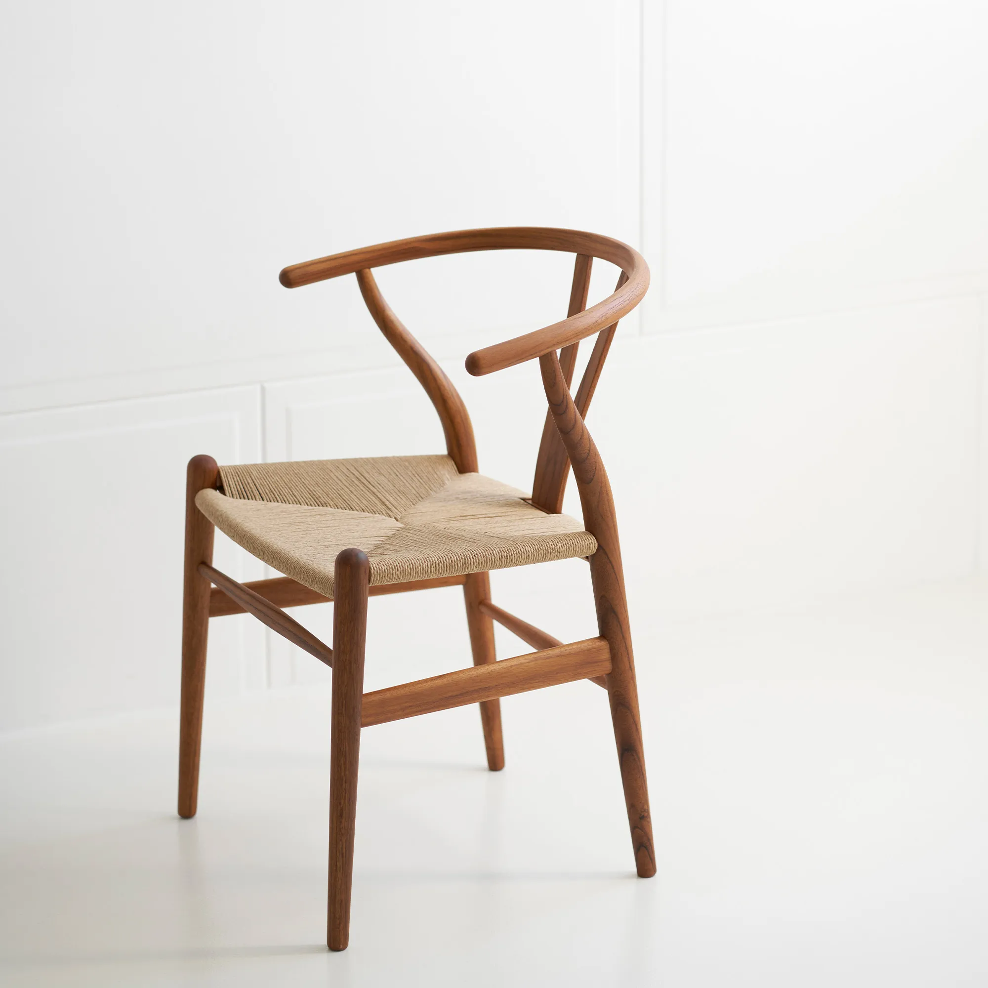 CH24 Y-stol teak/naturflettet papirgarn