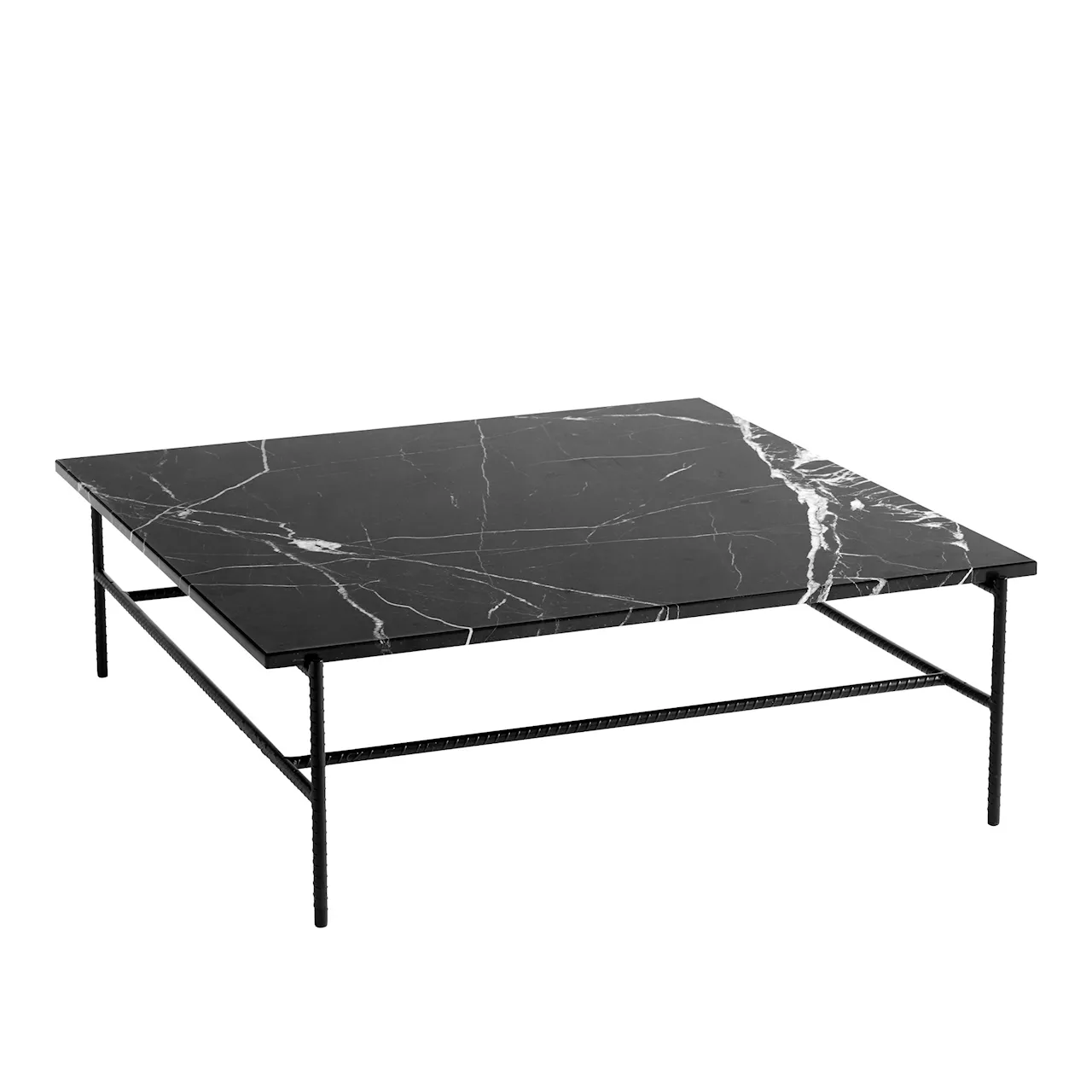 Rebar Square Coffee Table - Soft Black Frame - Marble - 80x84 cm