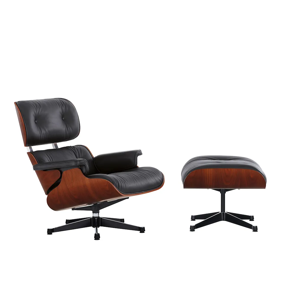 Eames Lounge Chair & Ottoman mustaksi petsattu pähkinämusta/kiillotettu pohja